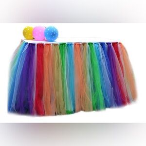 Vibrant Multicolor Tulle Table Skirt for Celebrations